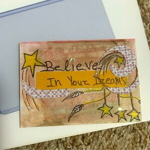Handmade Miniature Art with Inspirational Message Believe In Your Dreams